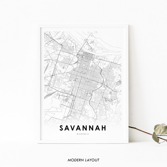 Savannah GA Map Print, Georgia Street Road Poster