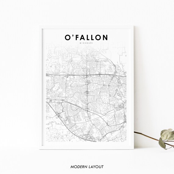 Ofallon Mo Map Print Missouri Usa Art Poster St Charles City Street Road Nursery Room Wall Office Decor