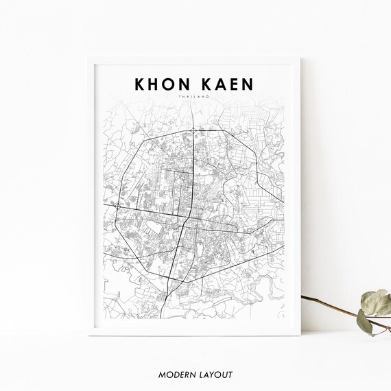 Khon Kaen Thailand Minimalist City Street Map Modern Layout Poster