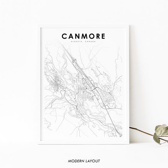 Canmore Alberta Map Print, Canadian Rockies Study
