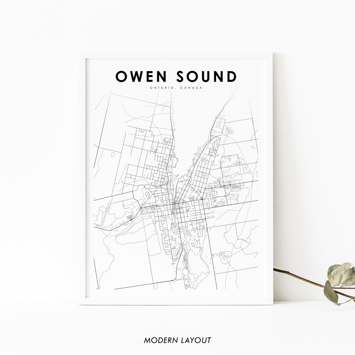 Owen Sound Ontario Canada City Street Map Minimalist Modern Poster