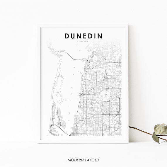 Dunedin Florida City Street Map Minimalist Modern Home Decor Poster