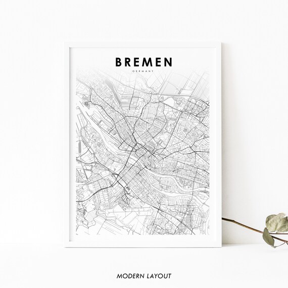 Bremen Germany Map Print, City Street Road Poster