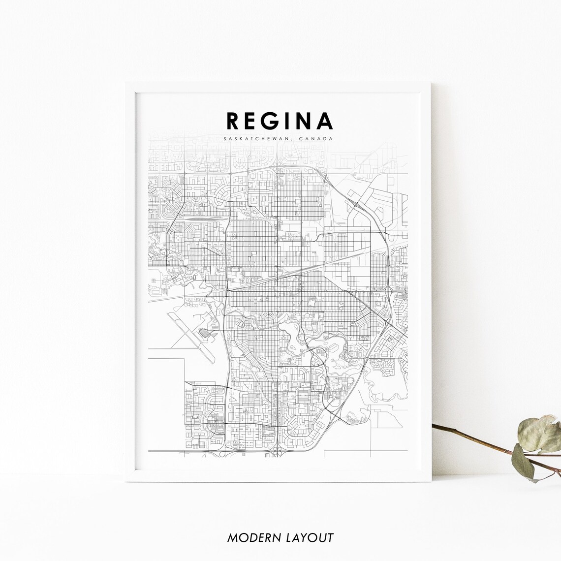 Regina Saskatchewan Map Print, Canada City Poster