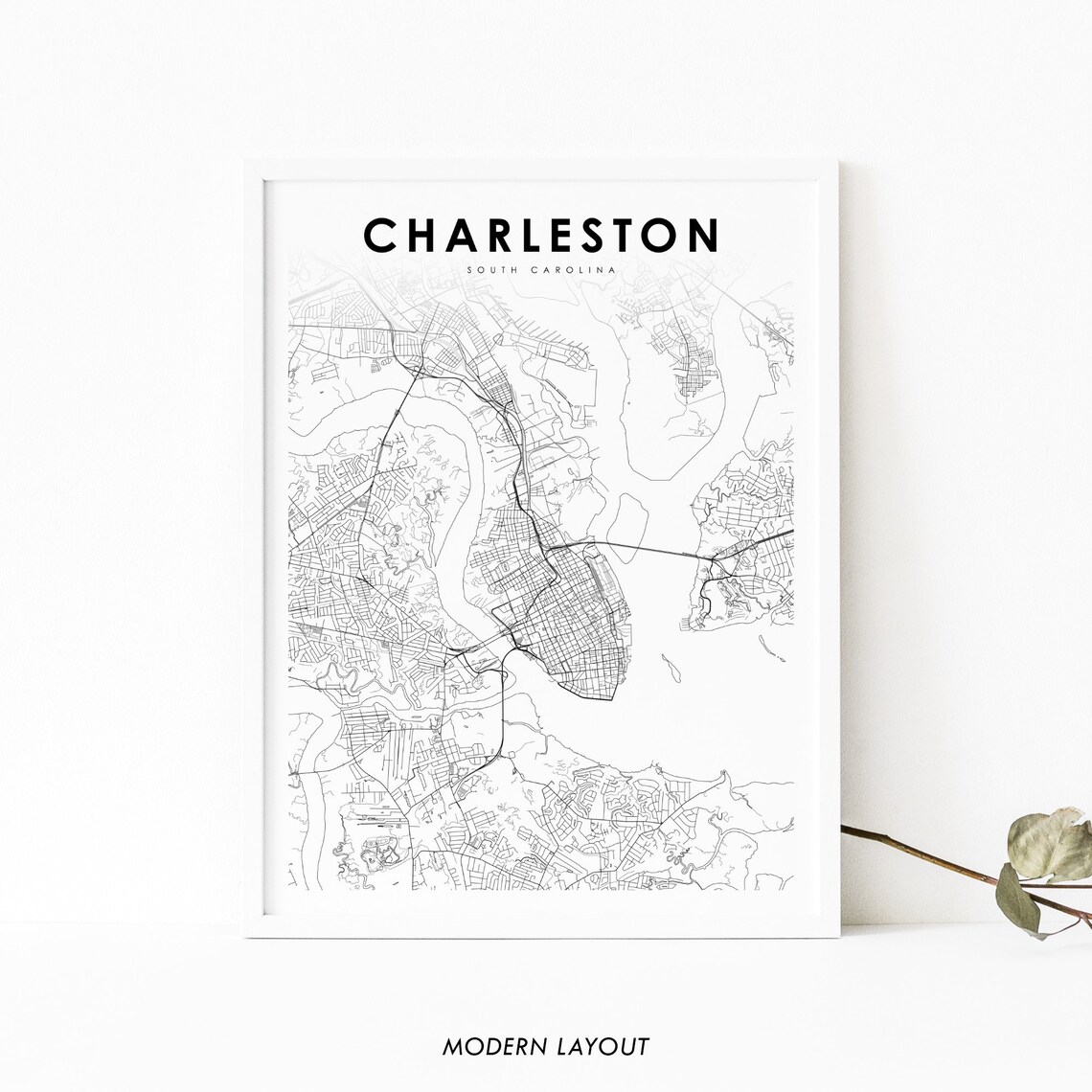 Charleston SC Map Print, South Carolina Travel Poster