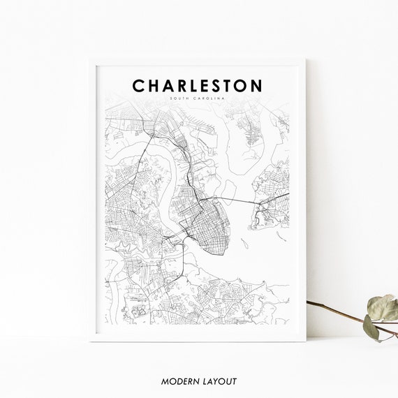 Charleston SC Map Print, South Carolina Travel Poster