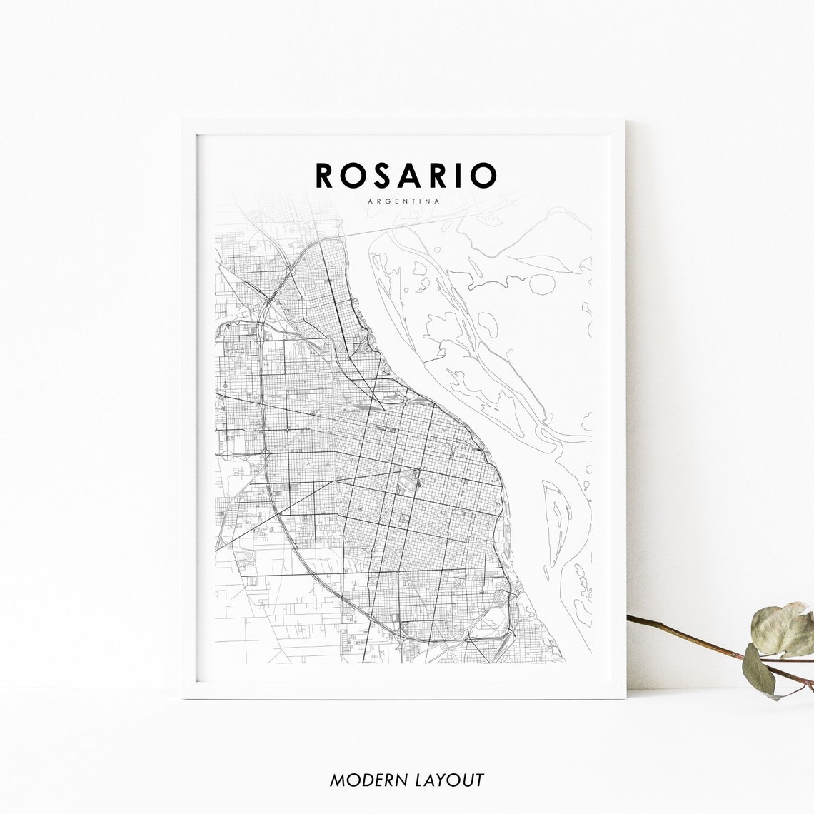 Rosario Argentina Street Map Modern Layout Minimalist City Print