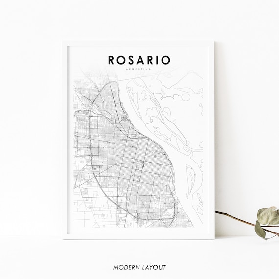 Rosario Argentina Street Map Modern Layout Minimalist City Print