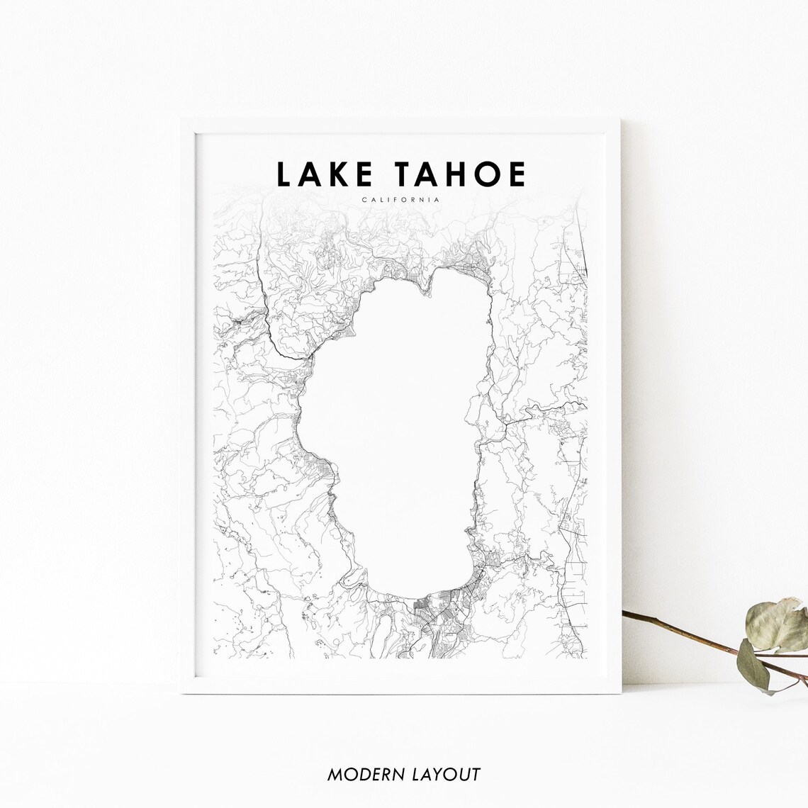 Lake Tahoe Ca Nv Map Poster, Nursery Room Decor
