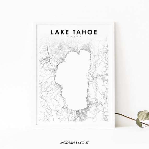 Lake Tahoe Ca Nv Map Poster, Nursery Room Decor