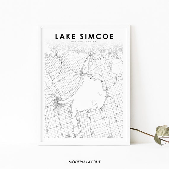 Lake Simcoe Ontario Map Print, Barrie City Map Poster