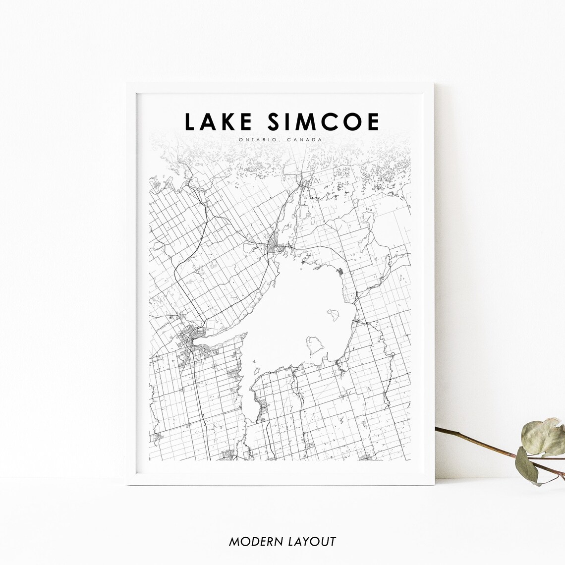 Lake Simcoe Ontario Map Print, Barrie City Map Poster