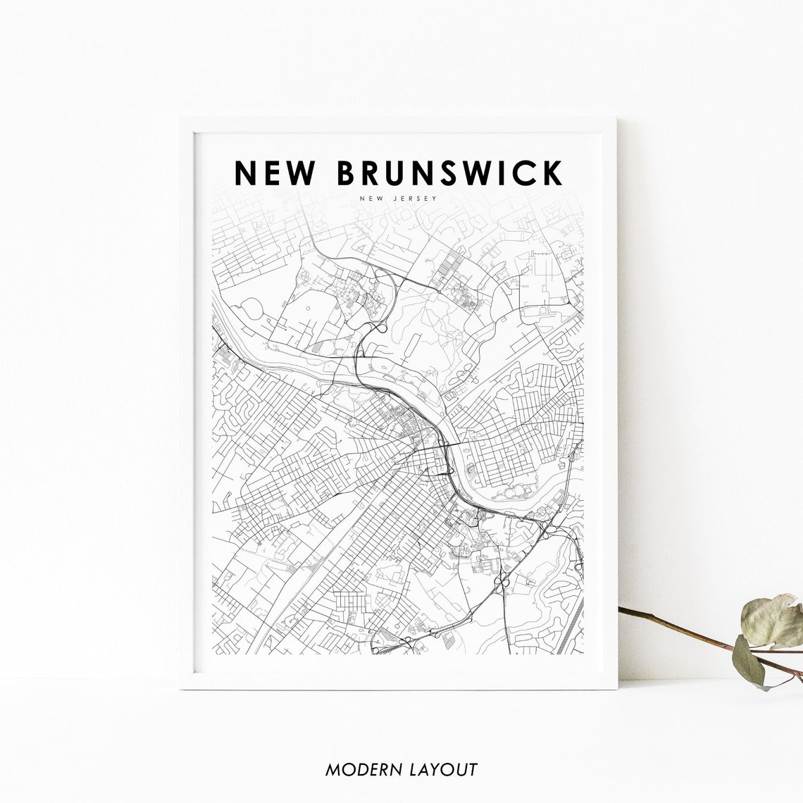 New Brunswick New Jersey Minimal Street Map Modern Layout Poster