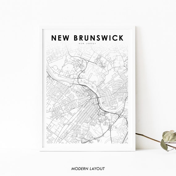 New Brunswick Nj Map Print Jersey Usa Art Poster Rutgers City Street Road Nursery Room Wall Office Decor