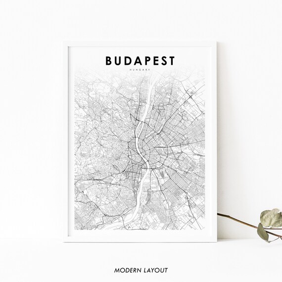 Budapest Area Hungary Map Print Art Poster Magyarorszg City Street Road Nursery Room Wall Office Decor