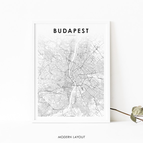 Budapest Hungary Danube City Street Map Minimalist Wall Art Gift