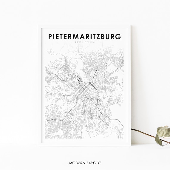 Pietermaritzburg South Africa City Street Map Minimalist Travel Poster