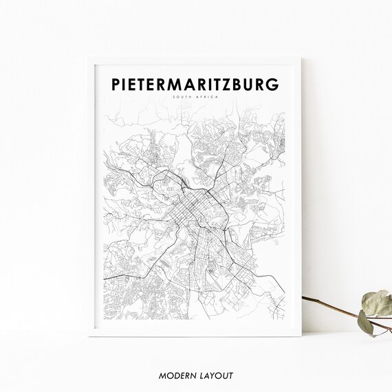 Pietermaritzburg South Africa Map Print Art Poster Kwazulunatal City Street Road Nursery Room Office Wall Decor