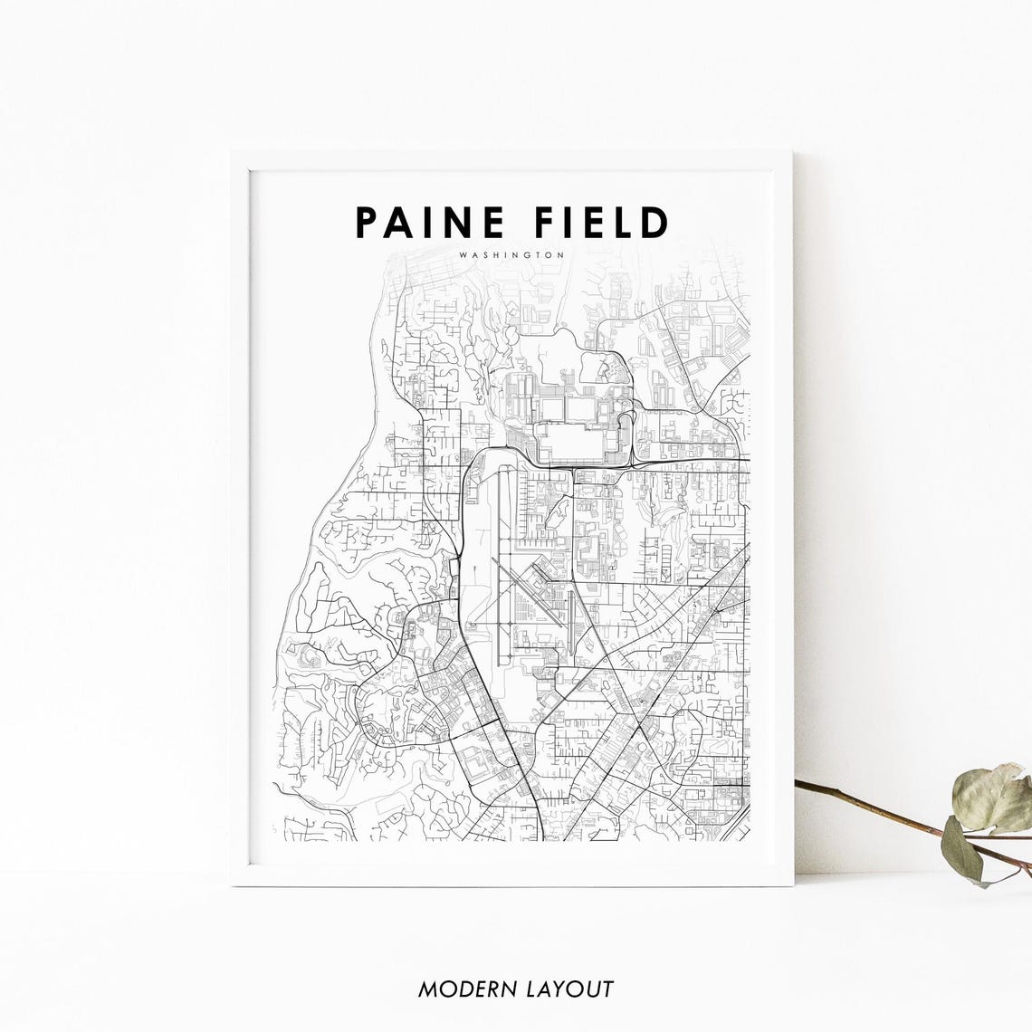 Paine Field Washington Minimalist Street Map Modern Layout Poster