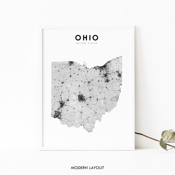 Ohio Map Print, Nursery Room Wall Art Poster