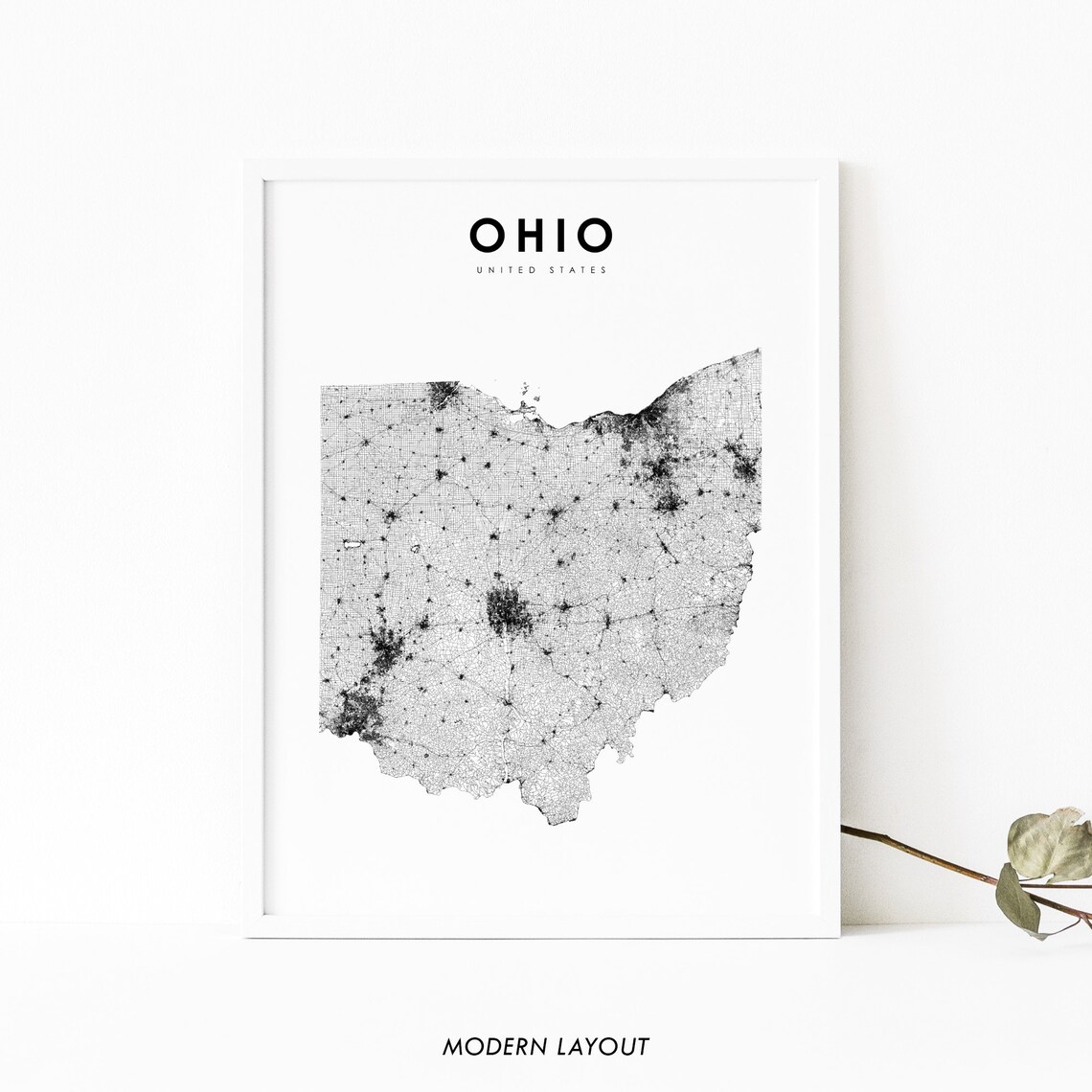 Ohio Map Print, Nursery Room Wall Art Poster