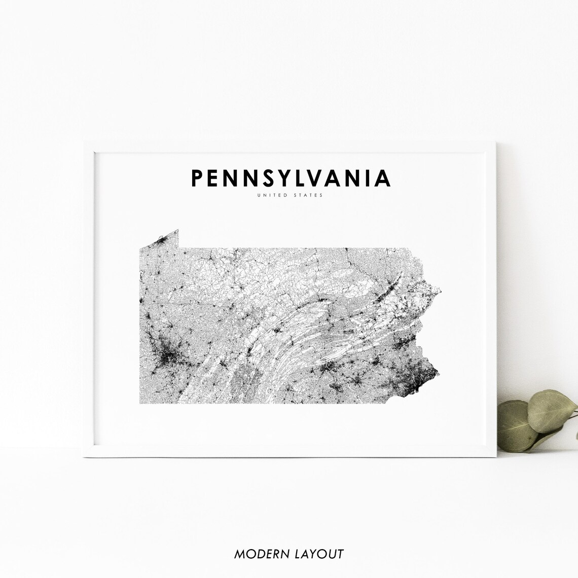 Pennsylvania Map Print, Nursery Room Wall Decor