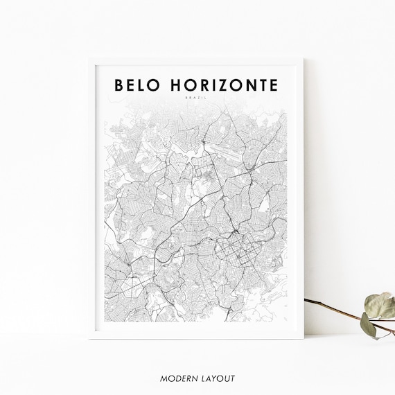 Belo Horizonte Brazil Map Print Minas Gerais Brasil Art Poster City Street Road Nursery Room Wall Office Decor
