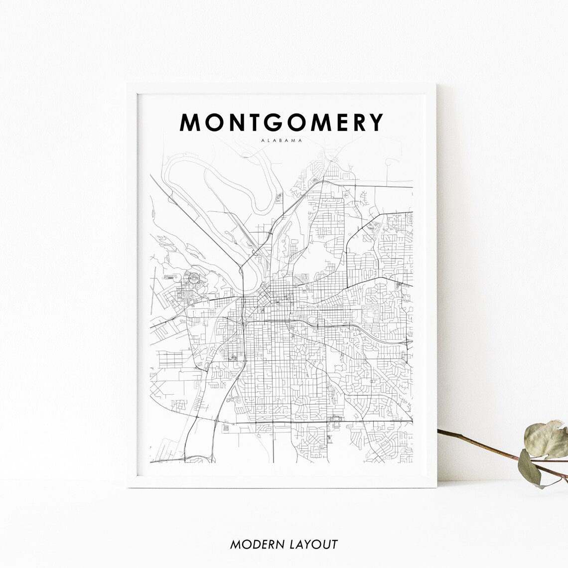 Montgomery, AL Map Print, Alabama City Poster