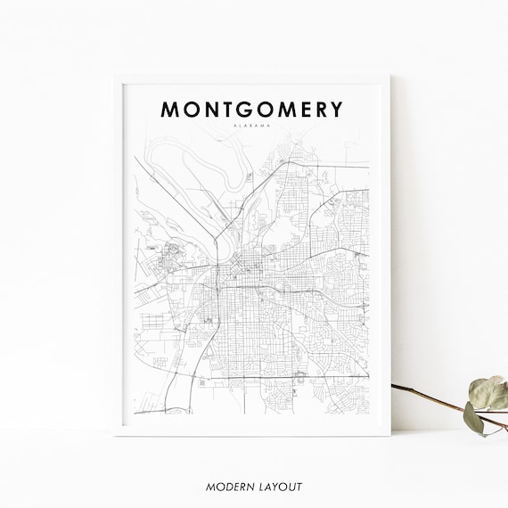Montgomery, AL Map Print, Alabama City Poster