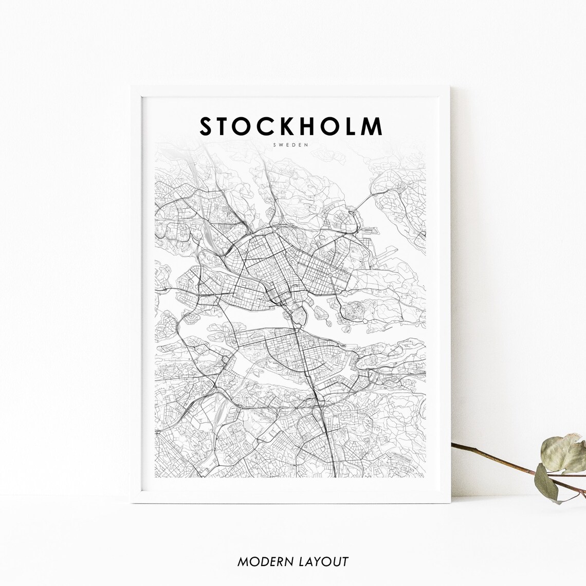 Stockholm Sweden Map Art Print, Nursery Room Decor