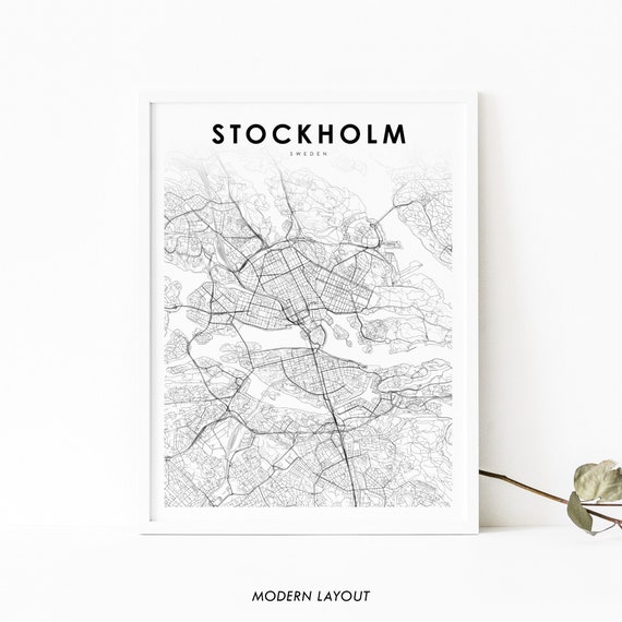 Stockholm Sweden Map Art Print, Nursery Room Decor