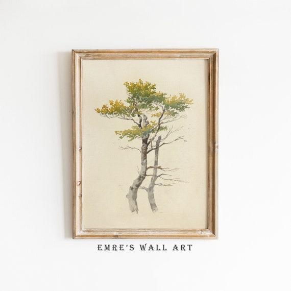 Watercolor Sketch Art Print Tree Sketch Art Print Watercolor Tree Painting Rustic Country Art Print Vintage Sketch Art Drawing