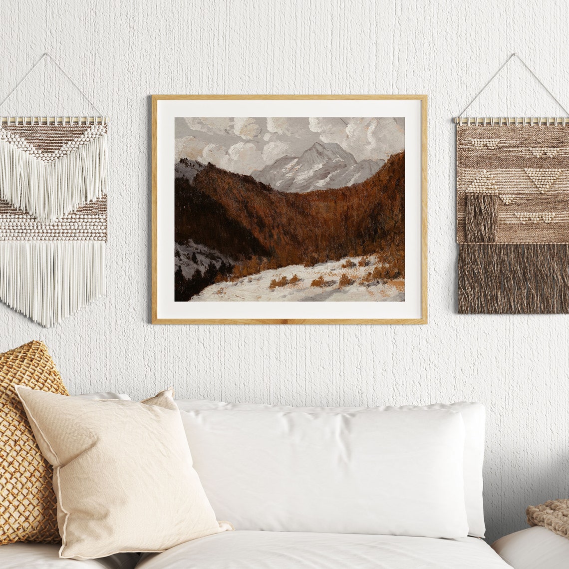 Snow Capped Peaks Winter Mountain Range Vintage Landscape Poster - Image 2