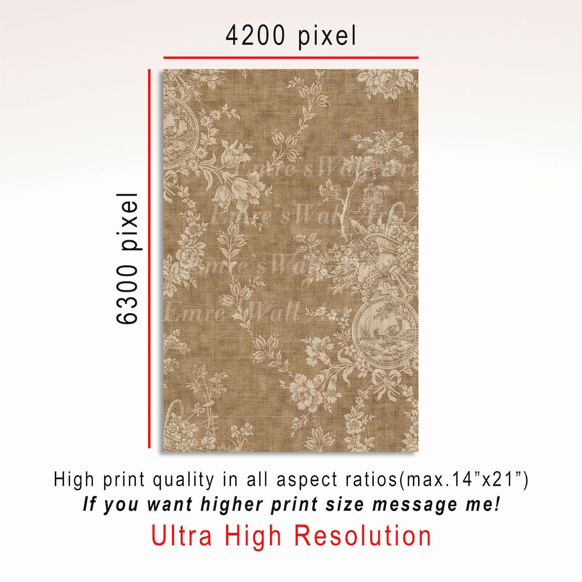 Vintage Textile Floral Pattern Art Print - Image 3