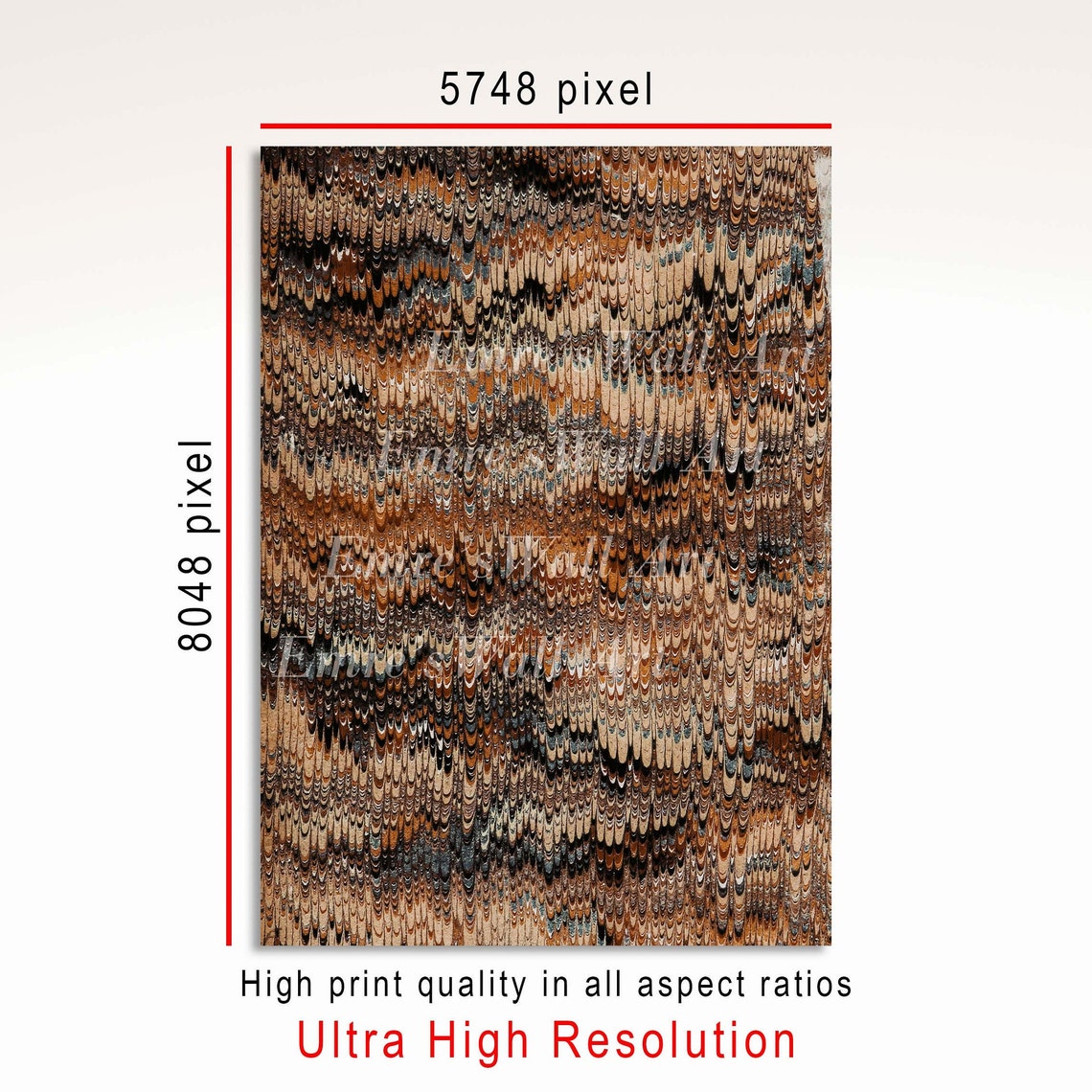 Brown Marbled Paper Endpaper Vintage Bookbinding Abstract Art Poster - Image 3