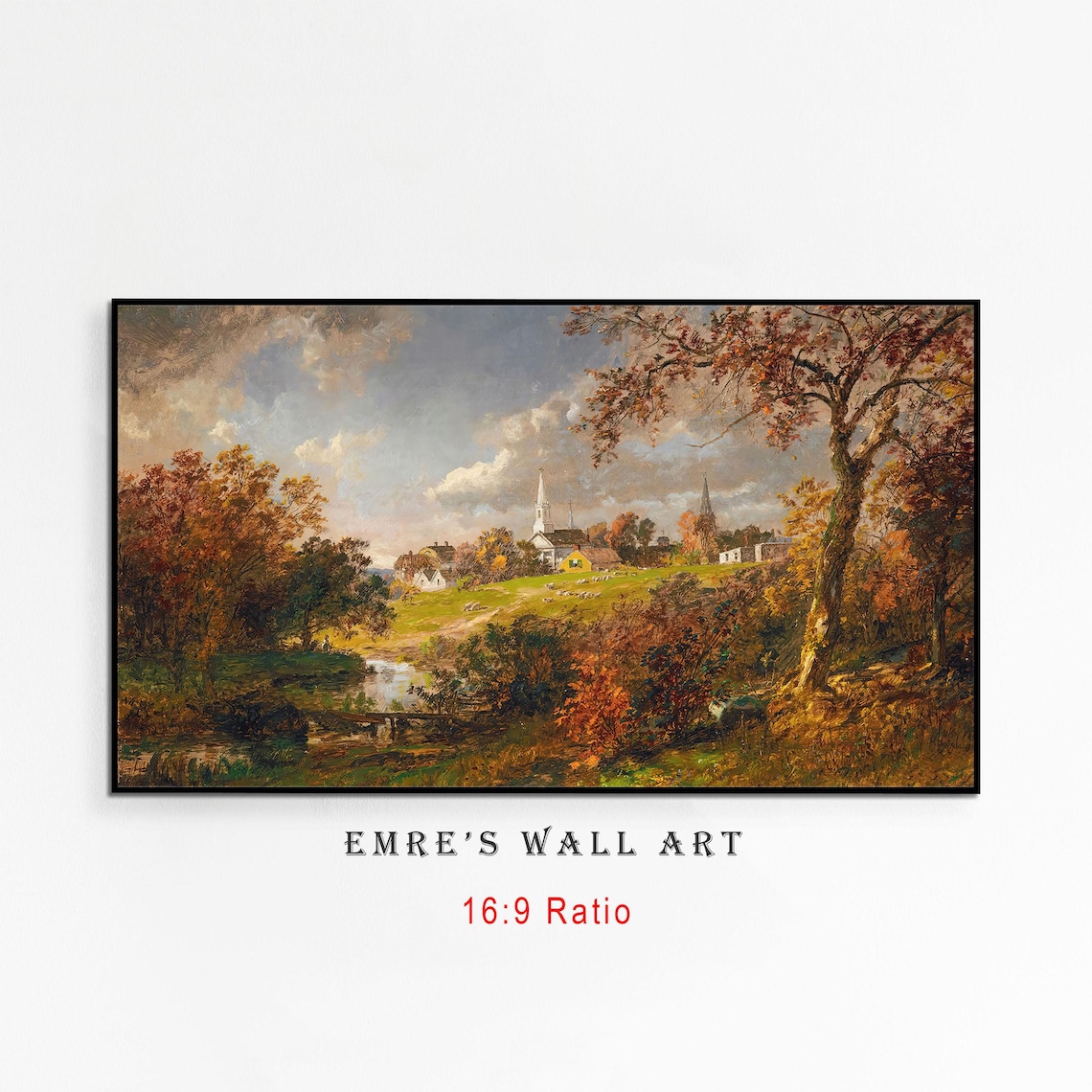 Autumn Landscape Oil Painting, Vintage Rustic Print - Image 4
