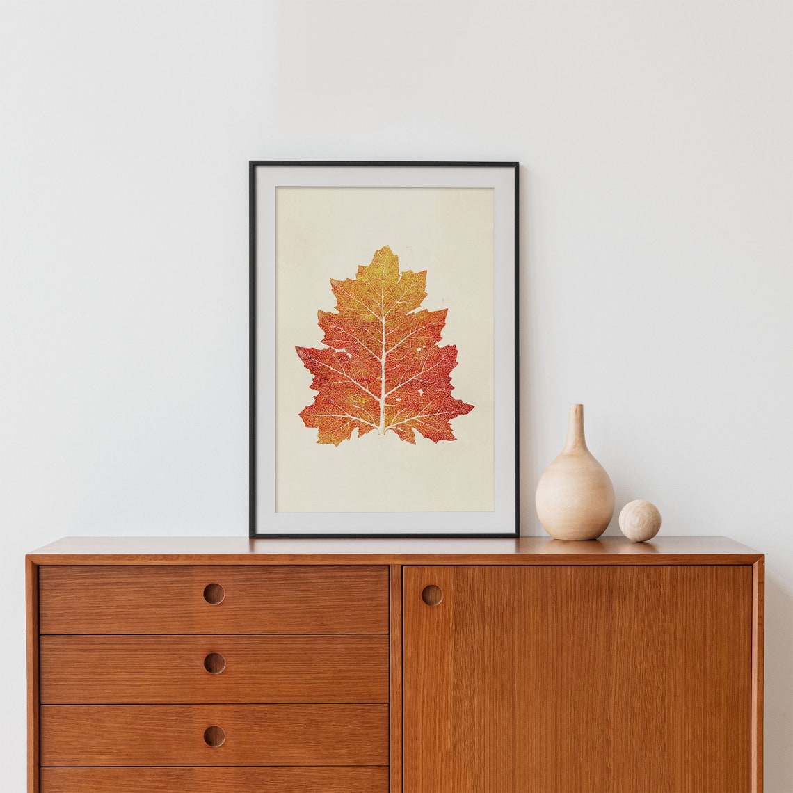 Red Autumn Maple Leaf Botanical Art Vintage Fall Design Poster - Image 2