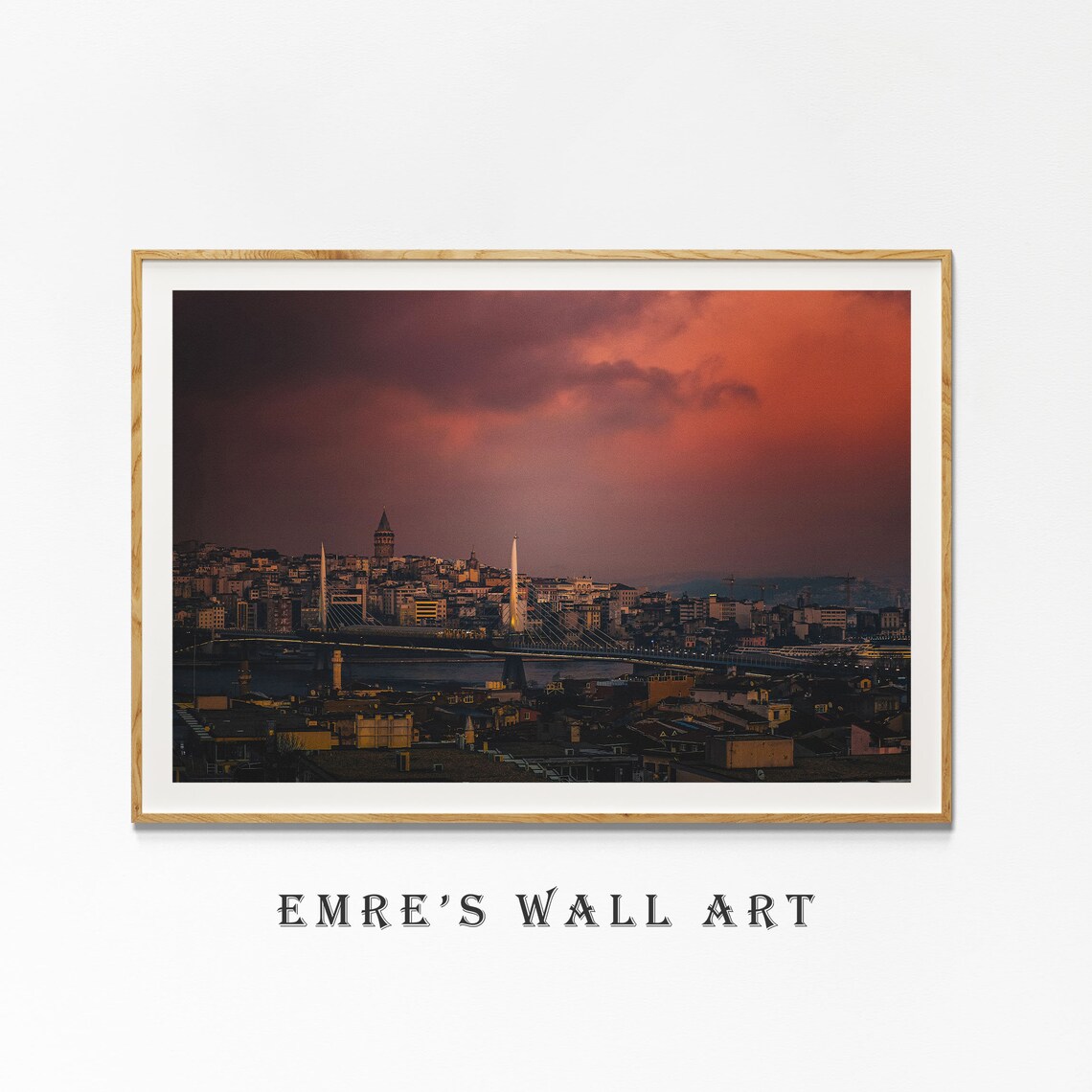Moody Istanbul City View Art Print, Modern Cityscape - Image 2