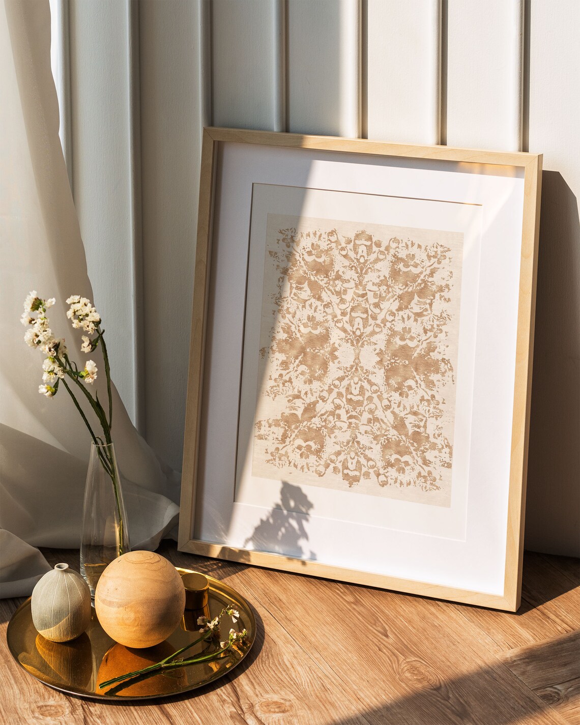 Vintage Gold Antique Tapestry Textile Wall Art Print - Image 4
