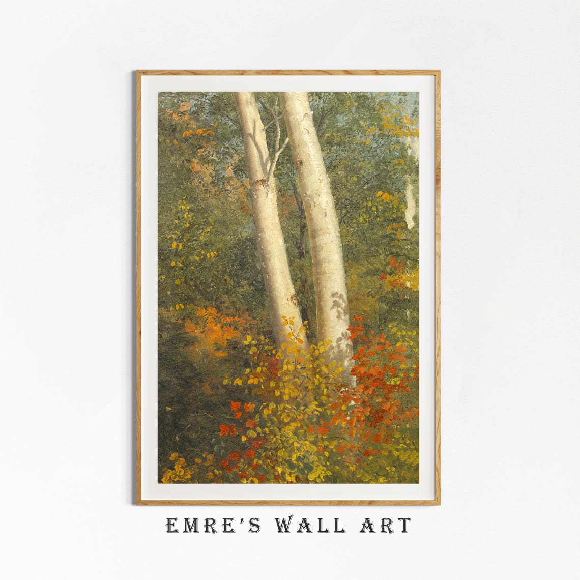 White Birch Trees with Bright Autumn Foliage Vintage Forest Poster - Image 4