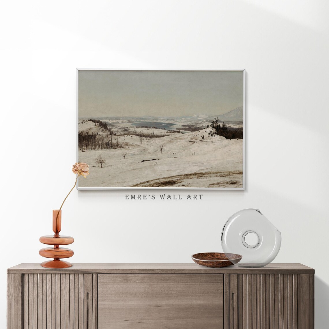 Vast Snowy Hills Frozen Lake Vintage Winter Countryside Panorama Poster - Image 2