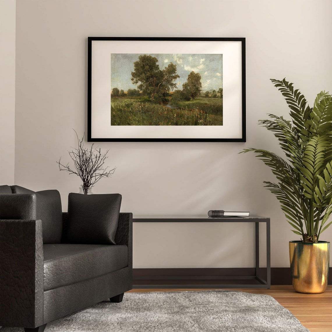 Summer Meadow Stream Between Trees Vintage Green Landscape Poster - Image 2