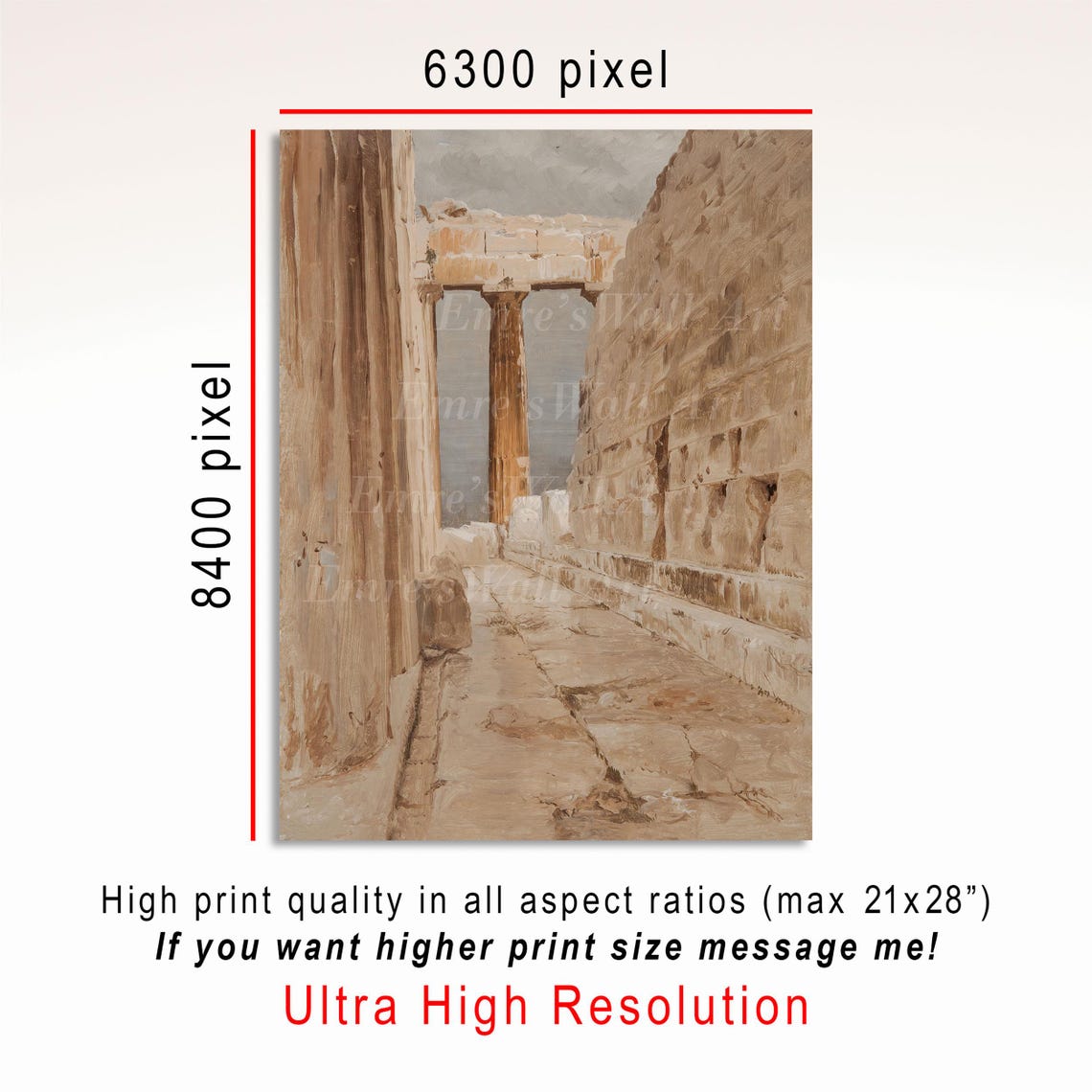 Ancient Greek Temple Stone Ruins Passage Vintage Painting Poster - Image 3