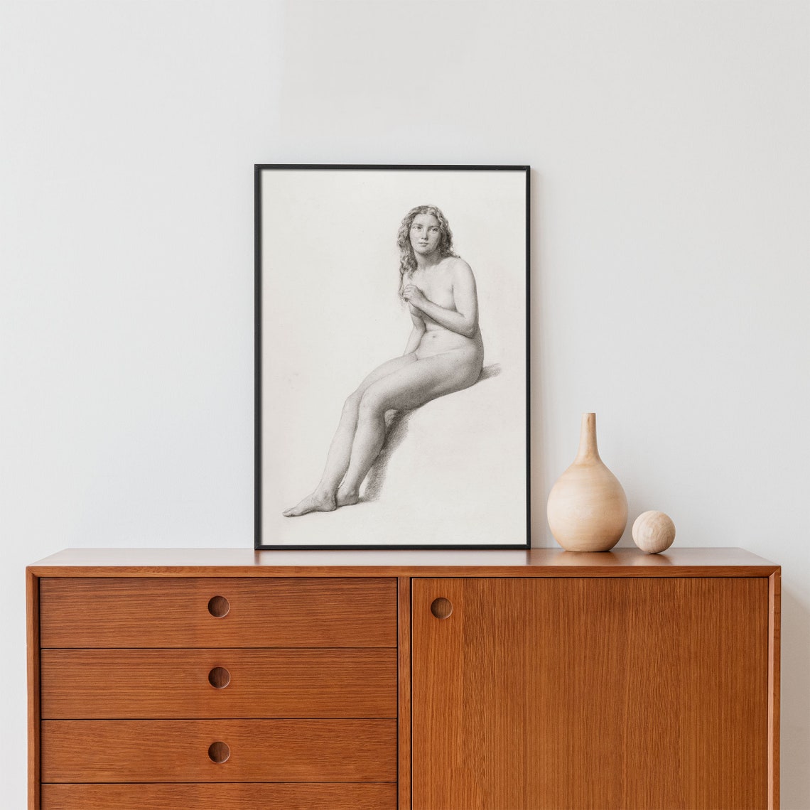 Antique Woman Sketch Art Vintage Sketch Art Print Nude Wall Art Vintage Woman Drawing Bathroom Neutral Wall Art Naked Woman Drawing - Image 2