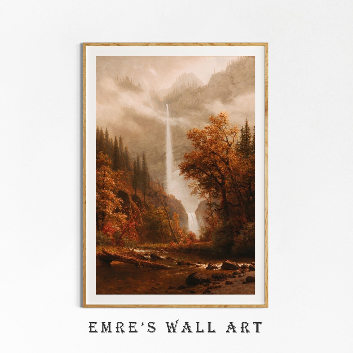 Moody Autumn Landscape Waterfall Art Print - Image 4