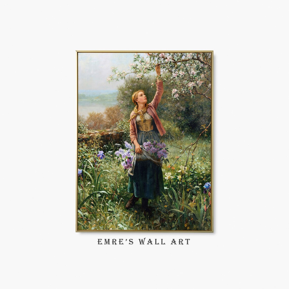 Vintage Woman With Flowers Oil Painting Art Print