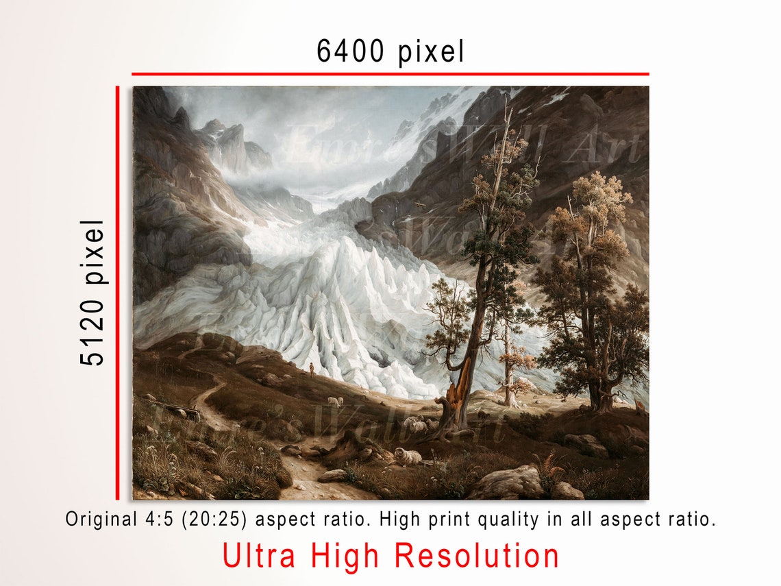 Alpine Glacier Valley Sheep Dramatic Mountain Landscape Poster - Image 3