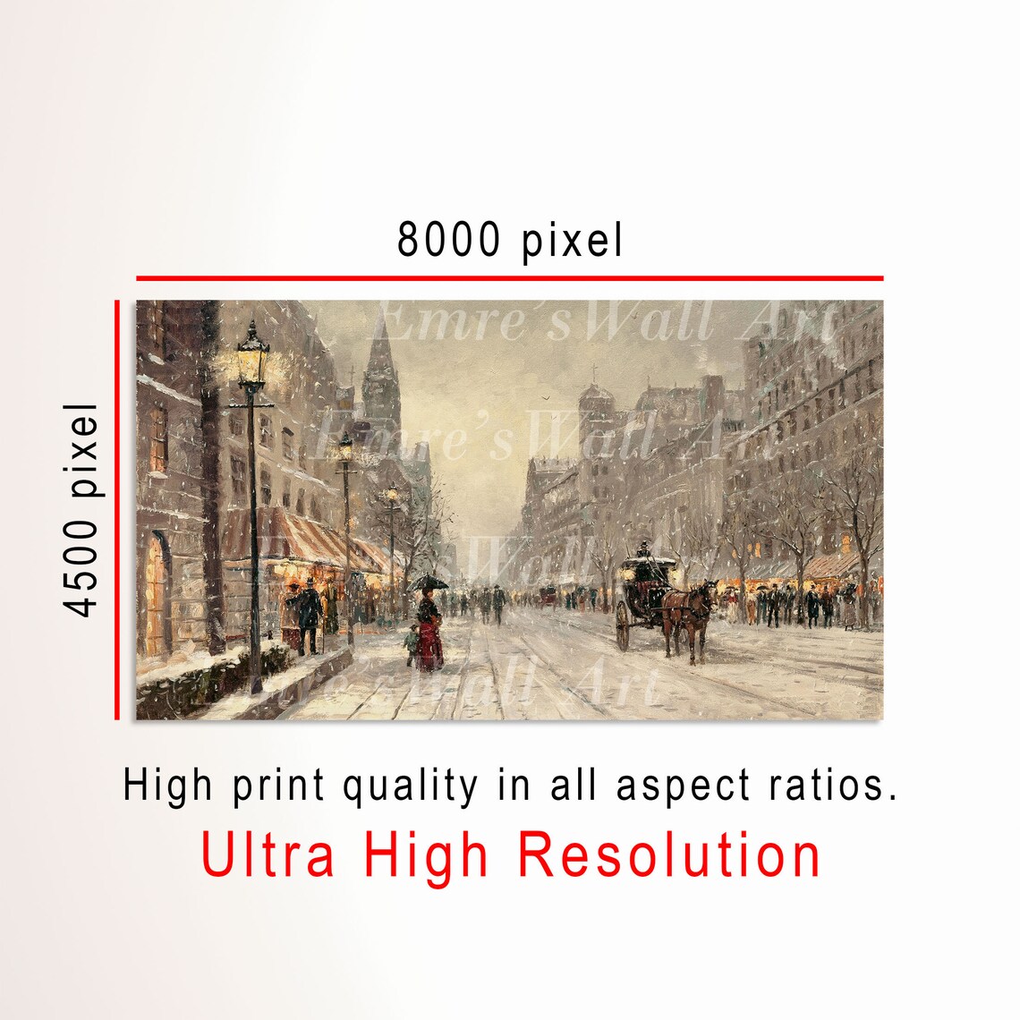 Vintage Paris Street Winter Scene Travel Poster - Image 3