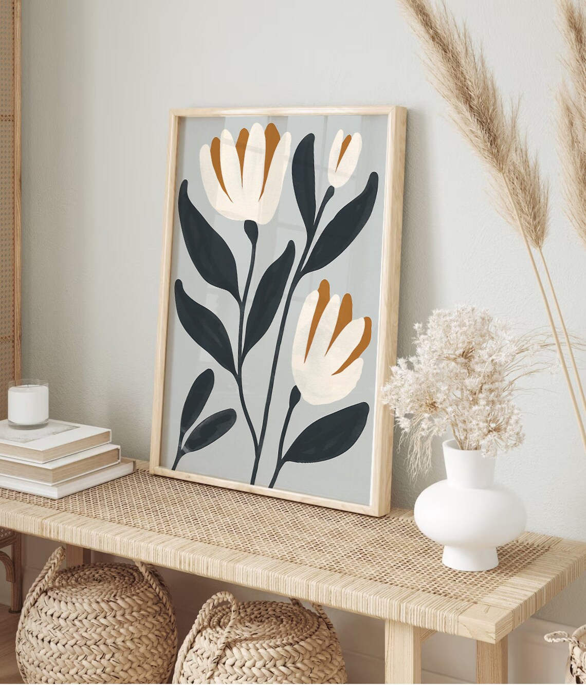 Abstract Floral Mid Century Modern Art Print - Image 2