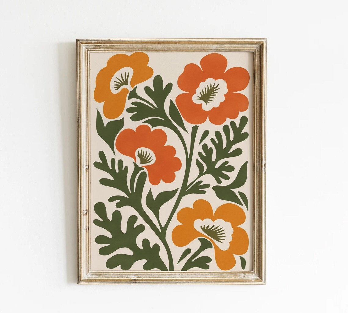 Abstract Floral Print, Mid-Century Modern Botanical Art - Image 2